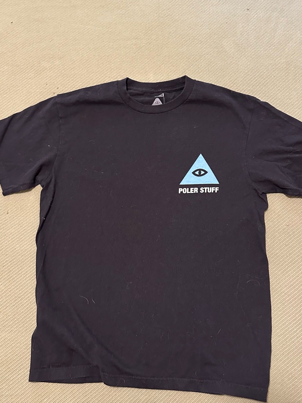 Poler Black Short-Sleeve Tee with Light Blue Triangle Logo